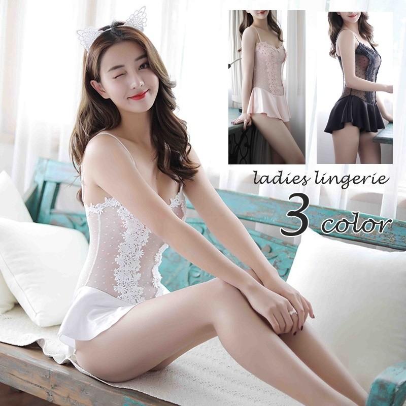 通販激安 ベビードール ナイトドレス ミニドレス レディース インナー レース フラワー ドット フリル かわいい セクシー