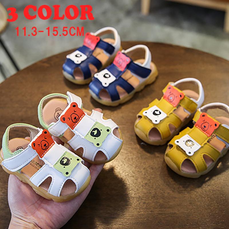 ベビー キッズ ベビーシューズ サンダル つま先保護 クマ イラスト 滑り止め ソフトボトム かわいい お出かけ 夏 サマー 男の子 女の子 白 黄色 Kutu おとりよせ Com 通販 Yahoo ショッピング