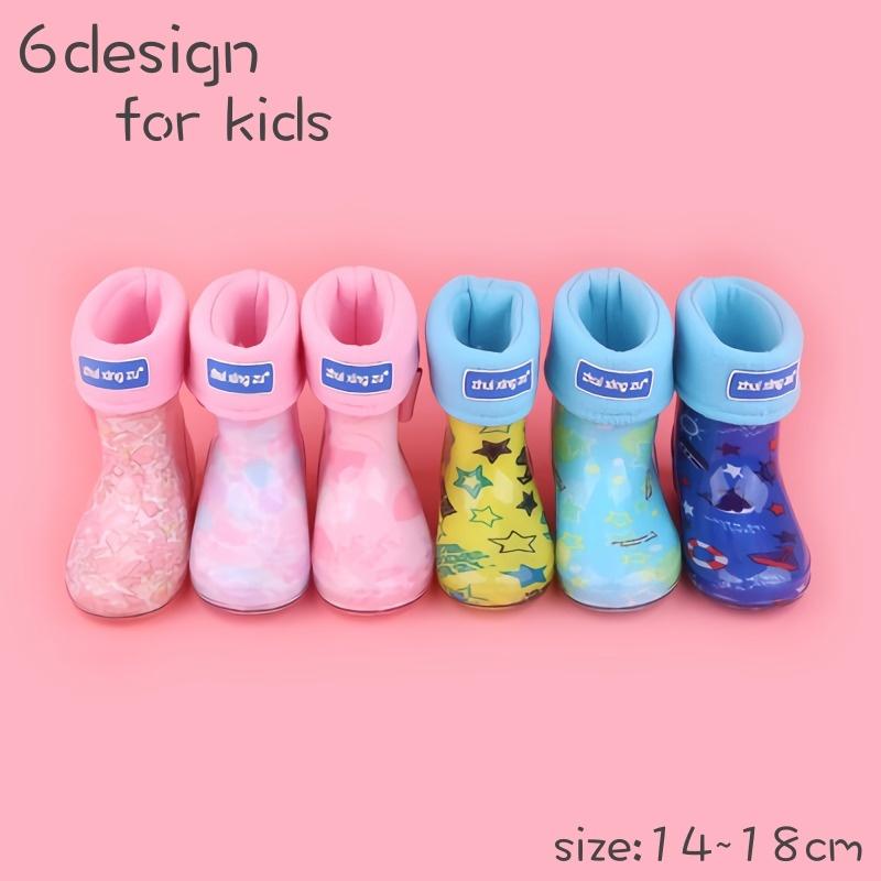 長靴 レインシューズ キッズ 子供用 男の子 女の子 レインブーツ 雨具 靴 裏起毛 取り外し可能 滑り止め 星 スター イチゴ フラワー イラスト 上品