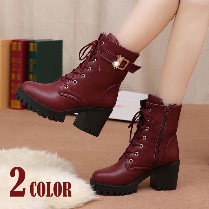 レースアップブーツ ショートブーツ 厚底ブーツ 編み上げブーツ レディース 靴 ショート丈 黒 ストーム有り 8cmヒール シンプル ベルトデザイン Kutu おとりよせ Com 通販 Yahoo ショッピング