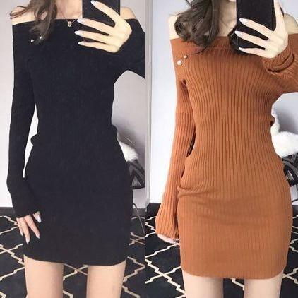 リブニットワンピース ニットワンピース リブニット ミニワンピ レディース ワンピース ワンピ 長袖 オフショルダー タイト ペンシル ミニ丈 ショー Mjxjn Ba011 おとりよせ Com 通販 Yahoo ショッピング