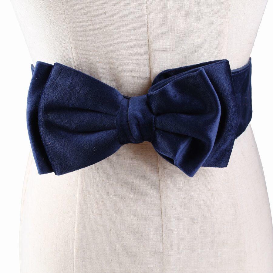 ベルト ゴム キュートな大きめリボン ネイビー 海外輸入 キュートな大きめリボン