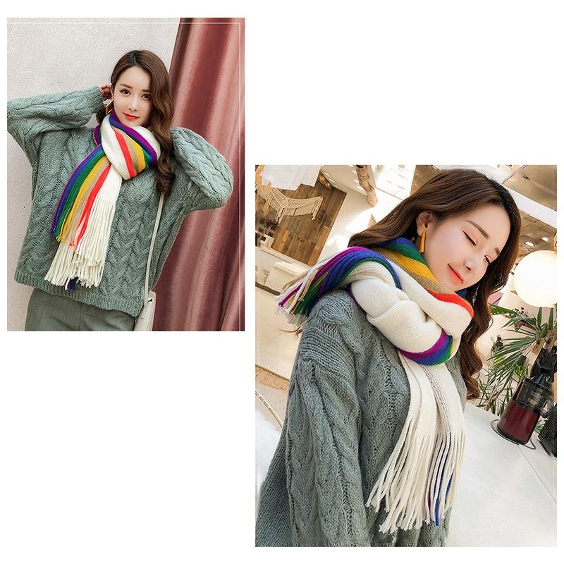 ついに再販開始 マフラー ストール レディース レインボーカラー 虹色 長い ロング タッセル あたたかい 防寒 おしゃれ 可愛い お出かけ デート 出勤 秋冬 ファ Simbcity Net