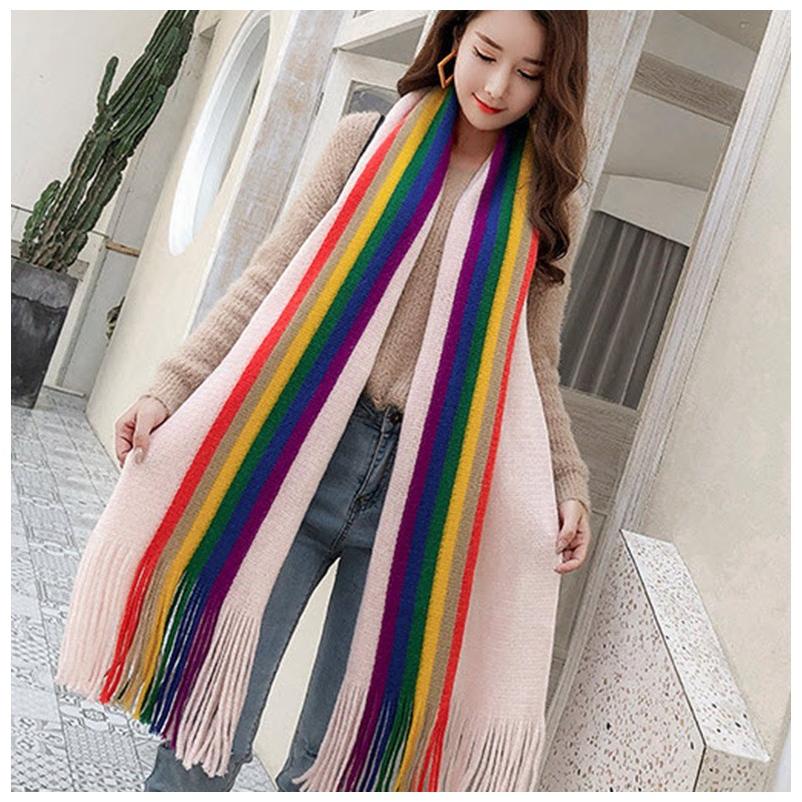 マフラー ストール レディース レインボーカラー 虹色 長い ロング タッセル あたたかい 防寒 おしゃれ 可愛い お出かけ デート 出勤 秋冬 ファ Oth おとりよせ Com 通販 Yahoo ショッピング