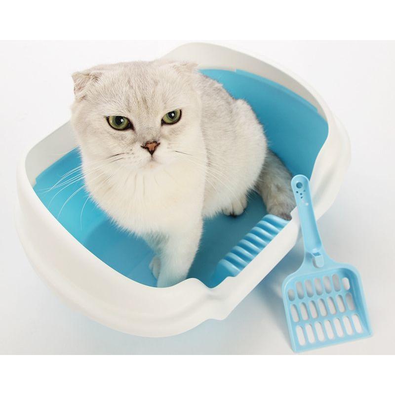 猫用トイレ ネコ 本体 キャット スコップ付き 飛散防止 ふた無し 砂トイレ 無地 シンプル かわいい ペットグッズ ペット用品 ネコ用 トレータイプ Pet おとりよせ Com 通販 Yahoo ショッピング
