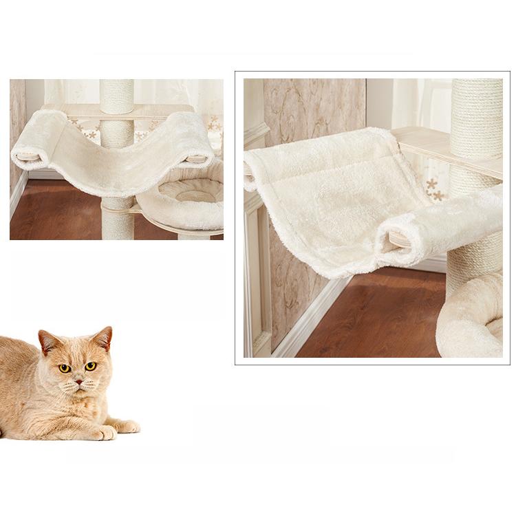キャットタワー 据え置きタイプ 爪とぎ ハンモック付き 多頭飼い 猫タワー 据置きタイプ ウッドテイスト おしゃれ 猫用 つめとぎ ペット 土台付き 