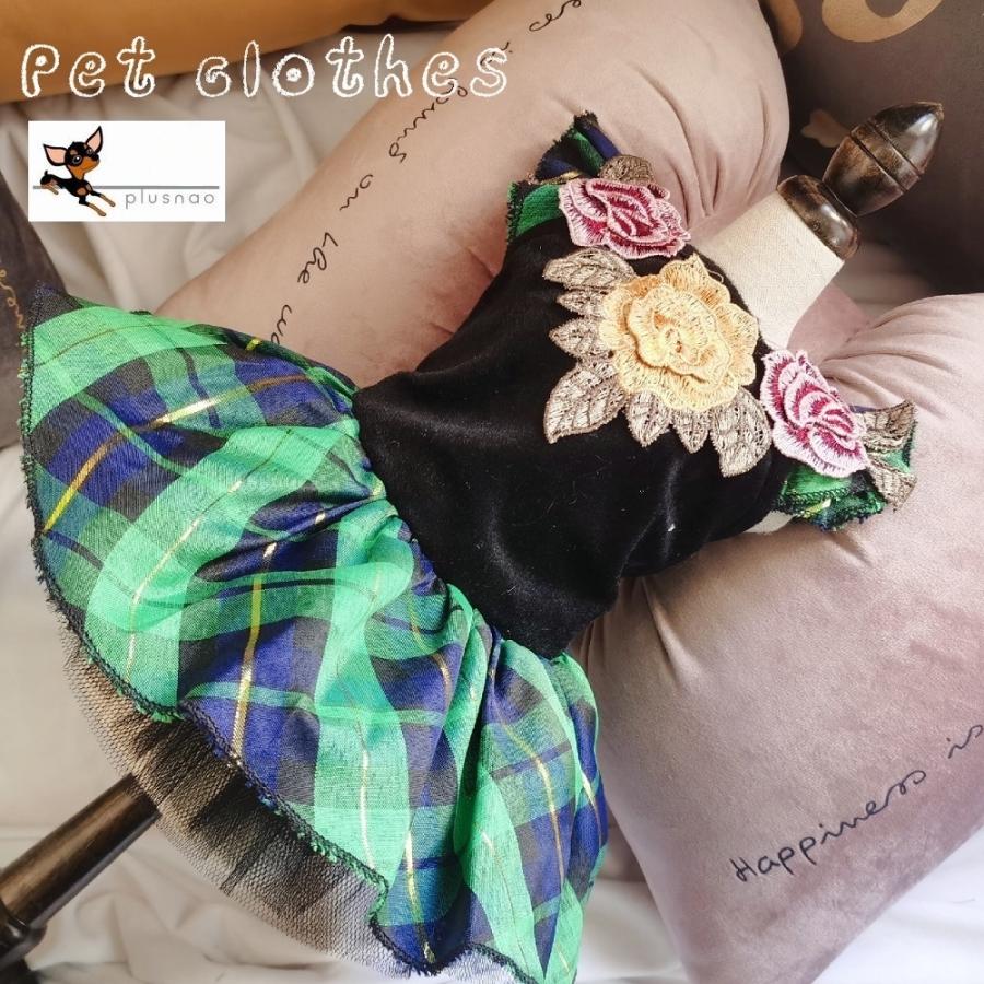 ペットウエア ペット服 ペット用品 ドッグ 小型犬 ワンピース ドレス ノースリーブ 肩フリル 刺繍 レース 花 チェック ブラック かわいい キュー Pet おとりよせ Com 通販 Yahoo ショッピング