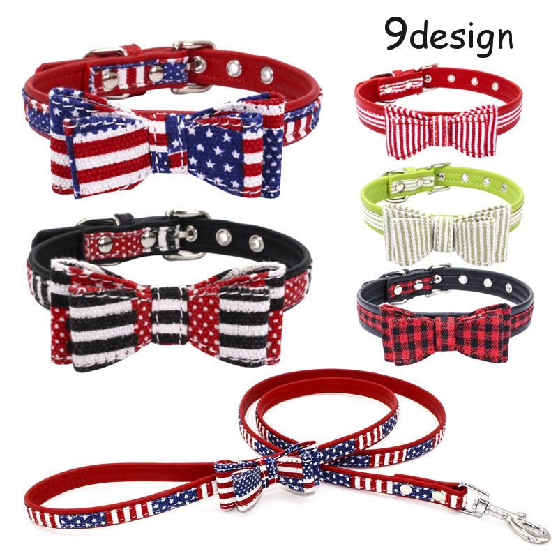 首輪 リード セット 犬用 小型犬 中型犬 大型犬 猫用 ペット用品 ペットグッズ 柄 リボン 蝶ネクタイ ストライプ アメリカ 国旗 ボーダー チェ Pet おとりよせ Com 通販 Yahoo ショッピング