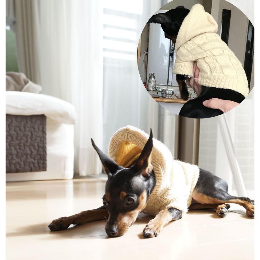 ペット用 犬用 ニットセーター タートルネック フード付き プルオーバーセーター ニットパーカー ニット リブニット シンプル 可愛い かわいい 犬の Pet おとりよせ Com 通販 Yahoo ショッピング