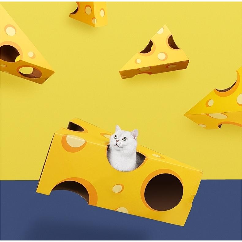 ペットグッズ 段ボール ネコ おもちゃ ボックス 箱 トンネル 三角形 ハウス 遊び トイ チーズ 穴 運動 猫 ねこ キャット 可愛い 段ボール イ Pet 49448 おとりよせ Com 通販 Yahoo ショッピング