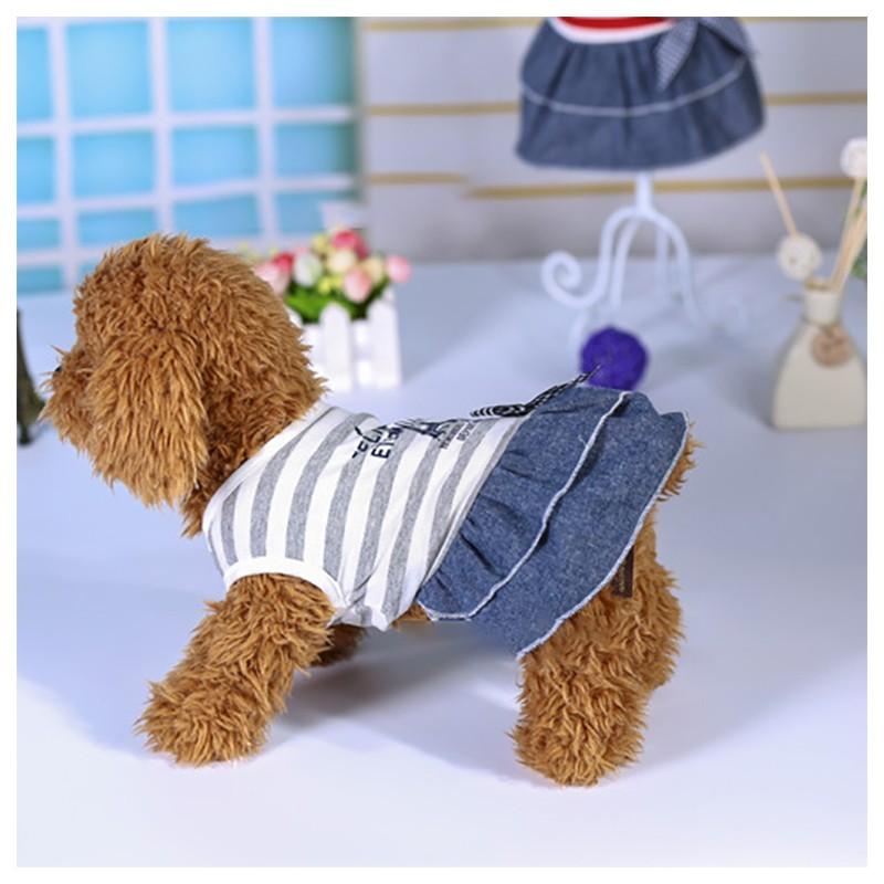 ペット ペットグッズ ドッグウェア 犬用服 小型犬 ワンピース タンクトップ ボーダー柄 プリント デニムフリルスカート リボン かわいい おしゃれ Pet おとりよせ Com 通販 Yahoo ショッピング