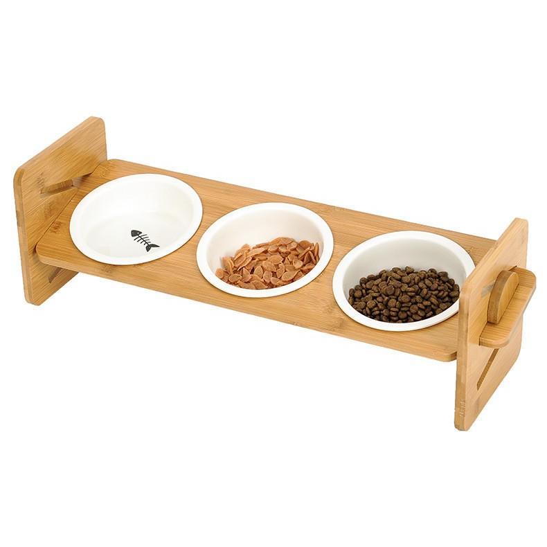 フードボウル 猫用 犬用 猫食器 犬食器 3連 ペット ごはん皿 セラミック かわいい イラスト 台付き 高さ調節 調節可能 竹製 組み立て Pet 2 おとりよせ Com 通販 Yahoo ショッピング
