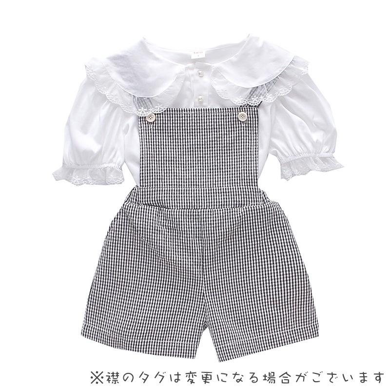 セットアップ 2点セット キッズ ベビー 子供用 女の子 トップス ボトムス ブラウス 半袖 襟付き 前ボタン オーバーオール 半ズボン チェック柄 Set おとりよせ Com 通販 Yahoo ショッピング