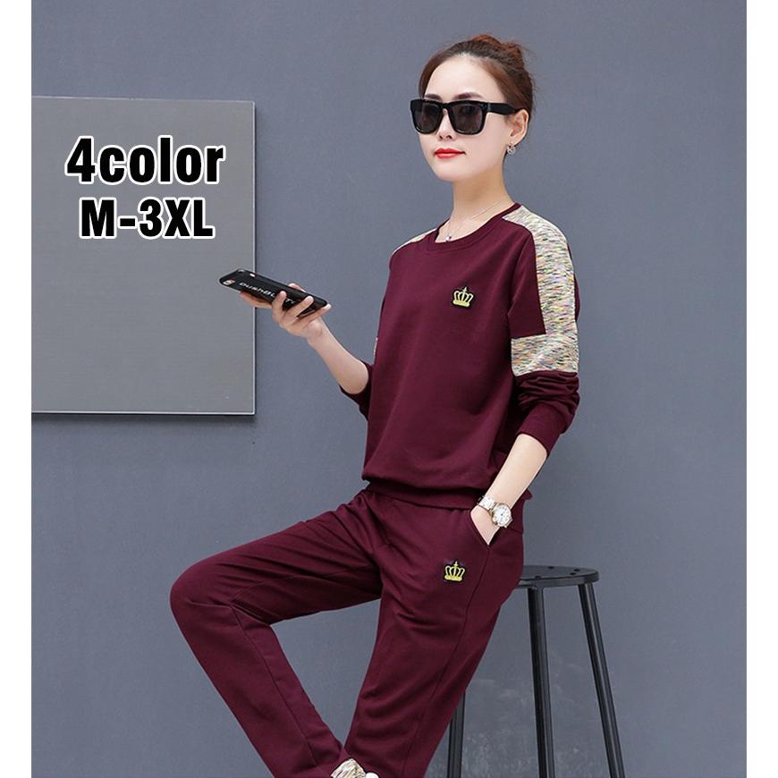 ジャージ レディースジャージ セットアップ ツーピース 上下セット パンツセット 長袖 ラウンドネック トレーナー風 スウェット風 おしゃれ かっこい Set おとりよせ Com 通販 Yahoo ショッピング