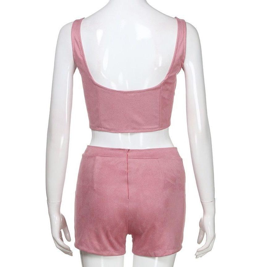 セットアップ 上下セット 2点セット レディース ビスチェ ショートパンツ トップス ボトムス ブラトップ風 キャミソールブラ風 ショート丈 袖なし Set おとりよせ Com 通販 Yahoo ショッピング