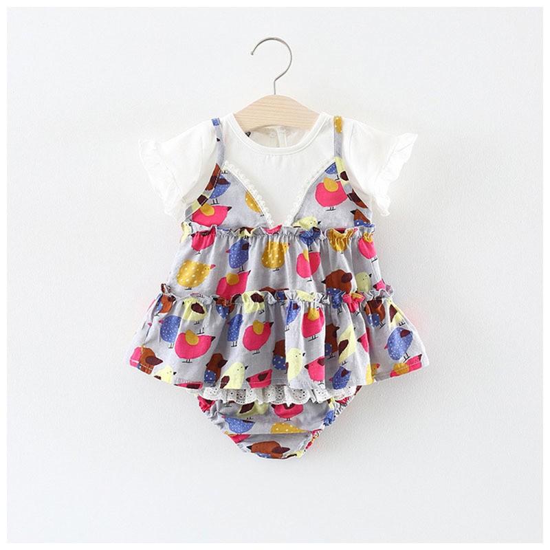 ベビー服 ベビーウェア セットアップ ツーピース ツーピース風ワンピース Tシャツ キャミソールワンピース 鳥 アニマル イラスト パンツ ブルマ 女 Set おとりよせ Com 通販 Yahoo ショッピング