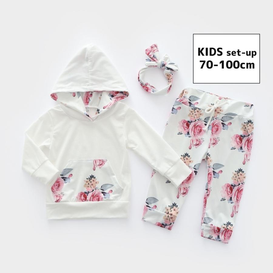 セットアップ ベビー服 赤ちゃん用 パーカー 長袖 フード付き 長ズボン ヘアバンド付属 花柄 白 おしゃれ 可愛い Set おとりよせ Com 通販 Yahoo ショッピング