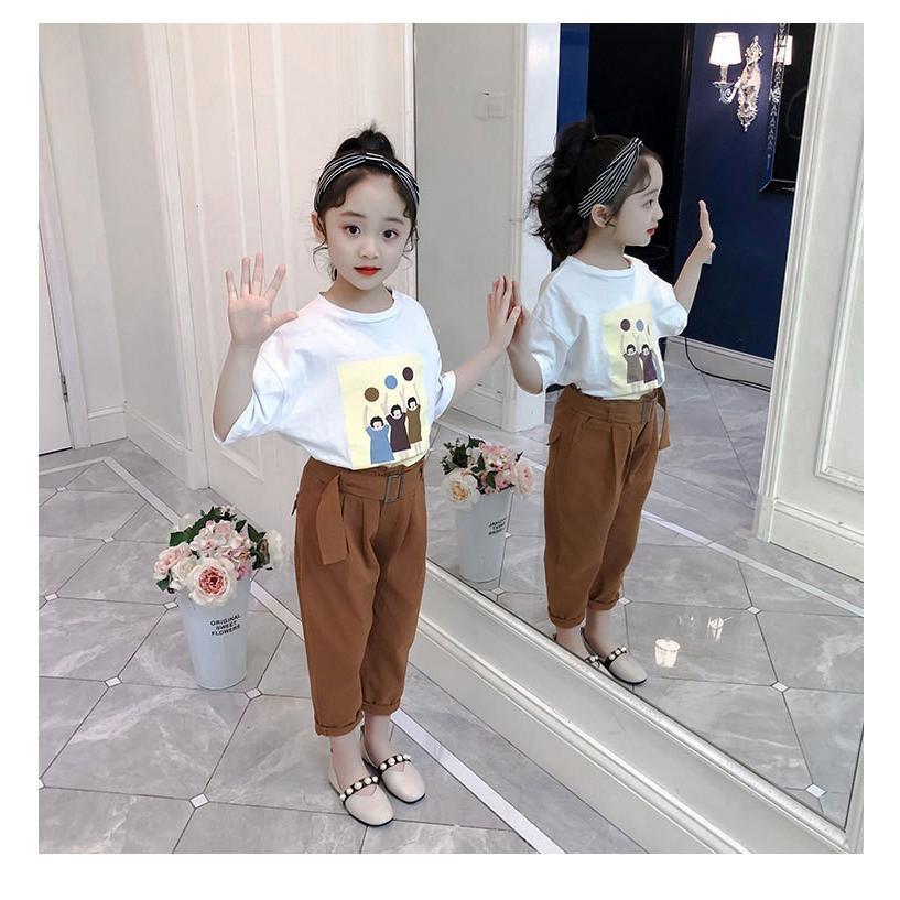 セットアップ 上下セット ロングパンツ ベルト Tシャツ 半袖 イラスト プリント キッズ ジュニア 子供 女の子 お出かけ 可愛い 春 夏 カジュア Set おとりよせ Com 通販 Yahoo ショッピング