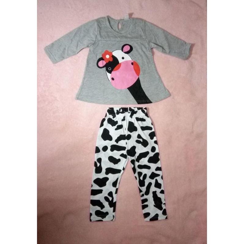 セットアップ 子供服 女の子 ガールズ 上下セット 2点セット トップス シャツ 丸首 ズボン パンツ カジュアル 牛 牛柄パンツ 黒白 Set おとりよせ Com 通販 Yahoo ショッピング