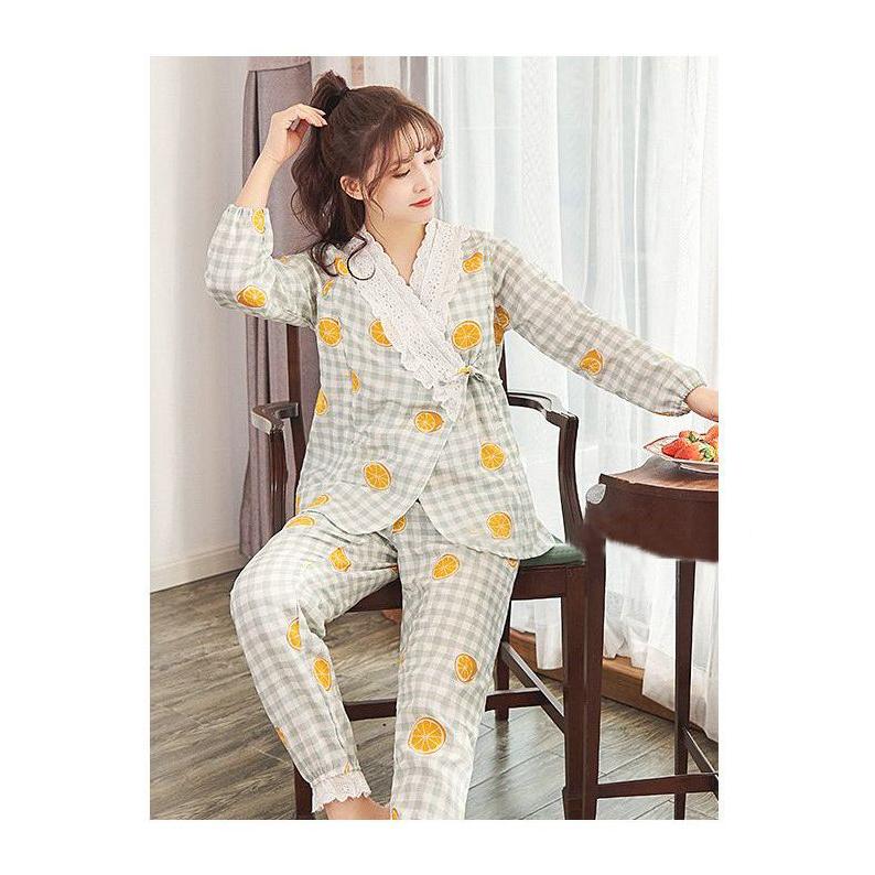 パジャマ ルームウェア 部屋着 上下セット レディース 妊婦 マタニティ 授乳口付き 前開き 甚平風 ウエスト調整 長袖 入院 出産準備 産後 ガーリ Set おとりよせ Com 通販 Yahoo ショッピング