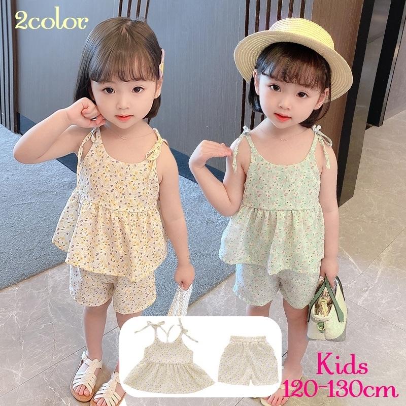 セットアップ 子供服 キャミソール ショートパンツ 上下セット キッズ 女の子 ノースリーブ 袖なし 半ズボン 短パン