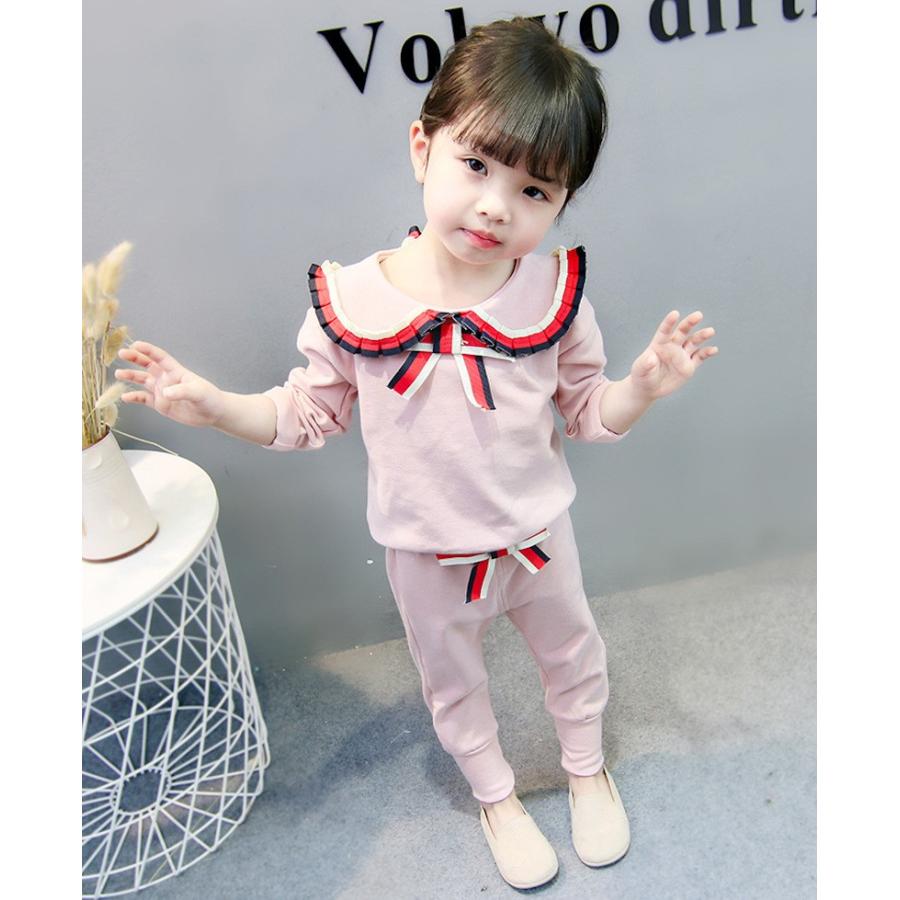 セットアップ 上下セット トレーナー キッズ 子供服 女の子 ガールズ スウェットパンツ ロングパンツ 長ズボン フリル リボン かわいい お出かけ｜mignonlindo｜08