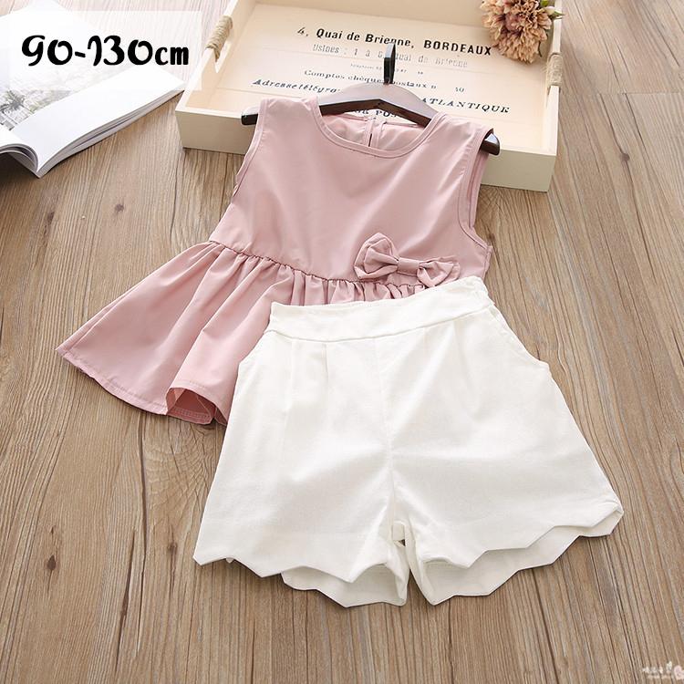 セットアップ 2点セット 子供服 キッズ ベビー 女の子 ノースリーブ ブラウス ショートパンツ 短パン ズボン トップス ボトムス ラウンドネック Set おとりよせ Com 通販 Yahoo ショッピング