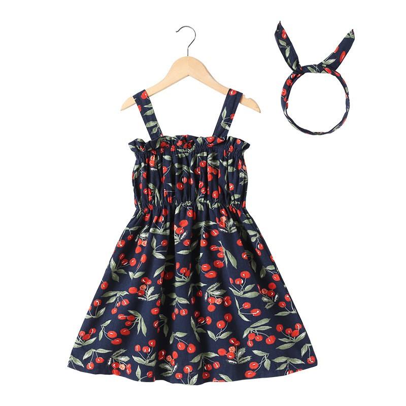 2点セット フレアワンピース ワンピース リボンカチューシャ ノースリーブ スカート 膝上丈 チェリー さくらんぼ 柄入り 夏 夏服 大人顔負け 可愛 Set おとりよせ Com 通販 Yahoo ショッピング
