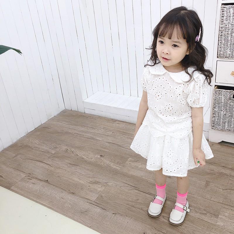 セットアップ 上下セット スカートセット 半袖ブラウス フレアスカート キッズ服 子供服 幼児 女の子 襟付き 半袖 花模様 白 ホワイト ミニ丈 Set おとりよせ Com 通販 Yahoo ショッピング