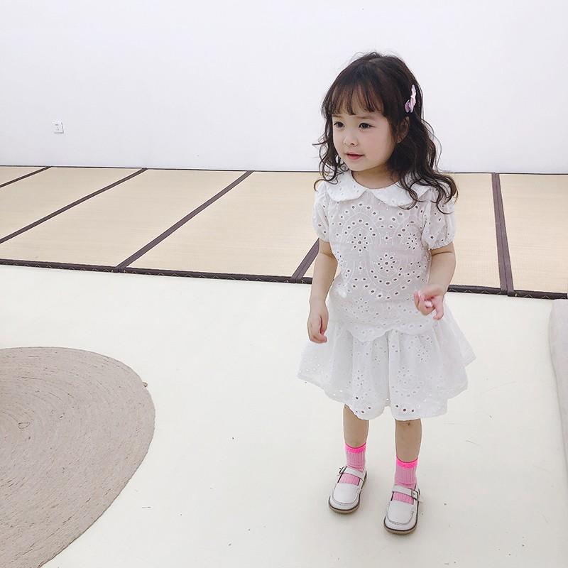 セットアップ 上下セット スカートセット 半袖ブラウス フレアスカート キッズ服 子供服 幼児 女の子 襟付き 半袖 花模様 白 ホワイト ミニ丈 Set おとりよせ Com 通販 Yahoo ショッピング