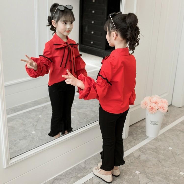 セットアップ ツーピース 長袖 シャツ ブラウス 子供服 こども服 キッズ ジュニア 白 赤 リボン 女の子 ファッション ズボン 可愛い かっこいい Set おとりよせ Com 通販 Yahoo ショッピング