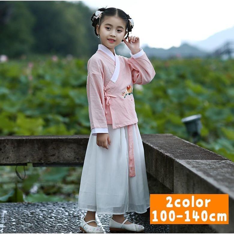 セットアップ キッズ ジュニア 長袖 韓国風 花柄刺繍 スカート 子供服 こども服 お花 フラワー チャイナ風 中国風 民族衣装風 おしゃれ 可愛い Set おとりよせ Com 通販 Yahoo ショッピング