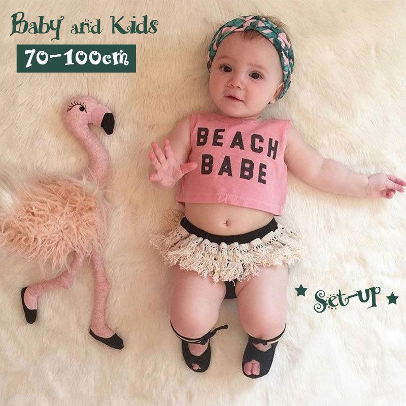 セットアップ 上下セット タンクトップ ブルマーパンツ ベビー キッズ 子供服 ベビー服 女の子 赤ちゃん へそ出し ラウンドネック ショート丈 ノー Set おとりよせ Com 通販 Yahoo ショッピング