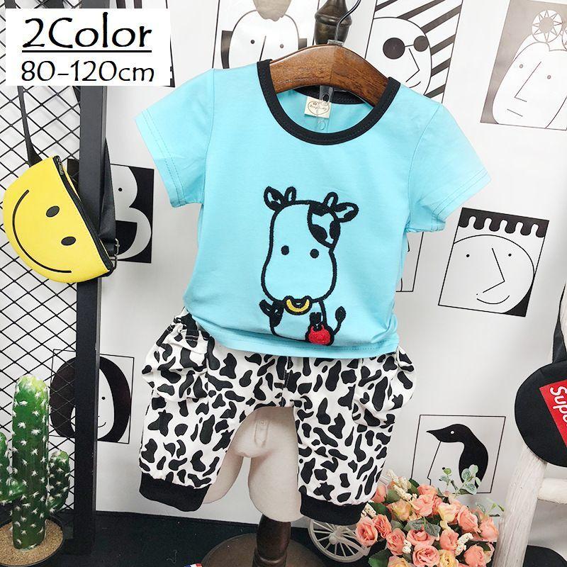 セットアップ 上下セット キッズ 男の子 女の子 子供服 Tシャツ カットソー ラウンドネック ハーフパンツ 半ズボン 牛柄 プリント 黒白 カジュア Set 862 おとりよせ Com 通販 Yahoo ショッピング