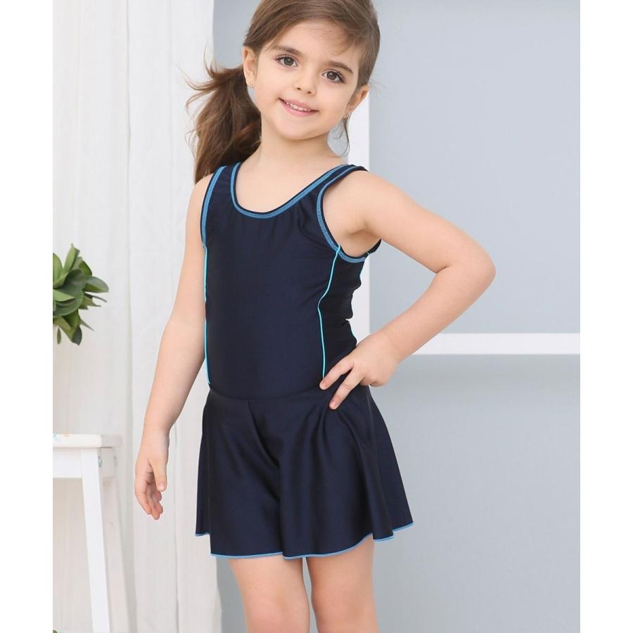 子供用スクール水着 キュロットワンピース スカパン スイムウエア キッズ ジュニア 女の子 女子 小学生 中学生 シンプル 無地 ライン 学校 水泳 Sl1923 おとりよせ Com 通販 Yahoo ショッピング