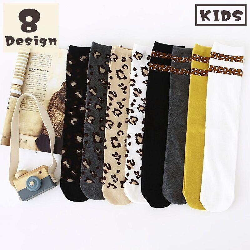 靴下 ハイソックス キッズ 子供用 くつ下 ヒョウ柄 豹柄 レオパード柄 総柄 ライン カジュアル かわいい おしゃれ 普段使い 通園 通学 お出かけ Sox おとりよせ Com 通販 Yahoo ショッピング