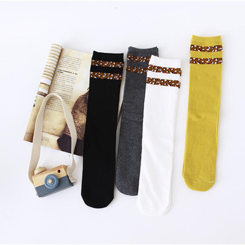 靴下 ハイソックス キッズ 子供用 くつ下 ヒョウ柄 豹柄 レオパード柄 総柄 ライン カジュアル かわいい おしゃれ 普段使い 通園 通学 お出かけ Sox おとりよせ Com 通販 Yahoo ショッピング