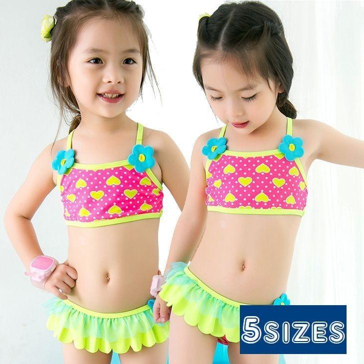 ビキニ キッズ 水着 セパレート ハート フラワー 花 ドット フリル カラフル かわいい キュート 遊び プール 水泳 女の子 Swim おとりよせ Com 通販 Yahoo ショッピング