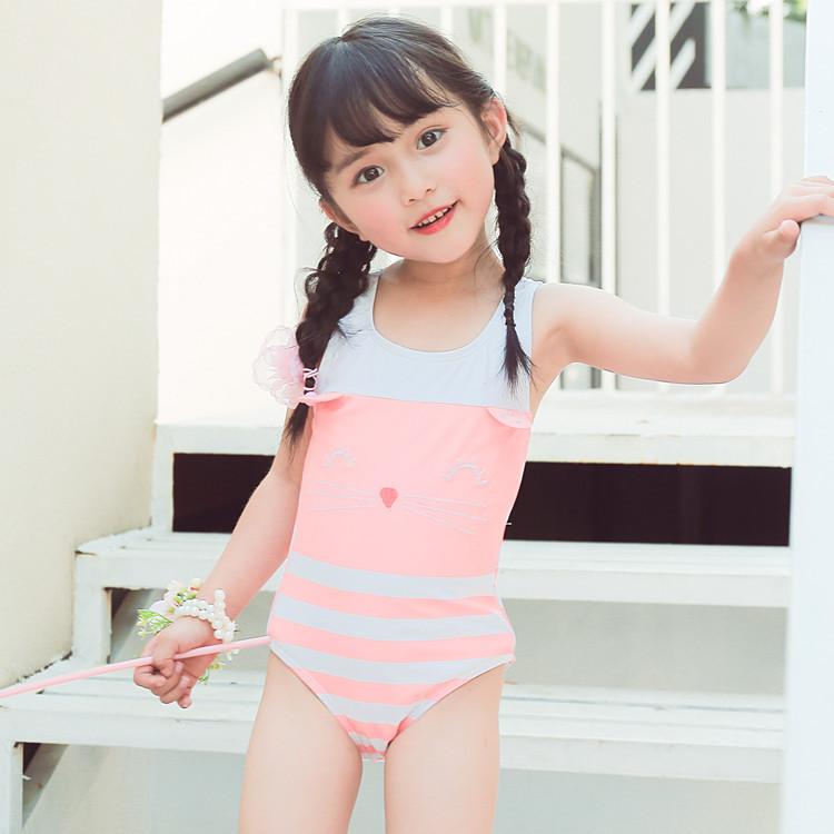 水着 ワンピースタイプ スイムウェア キッズ 子供 女の子 ガールズ 水泳用品 オールインワン ボーダー しましま リボン ノースリーブ 猫 ネコ 耳 Swim おとりよせ Com 通販 Yahoo ショッピング