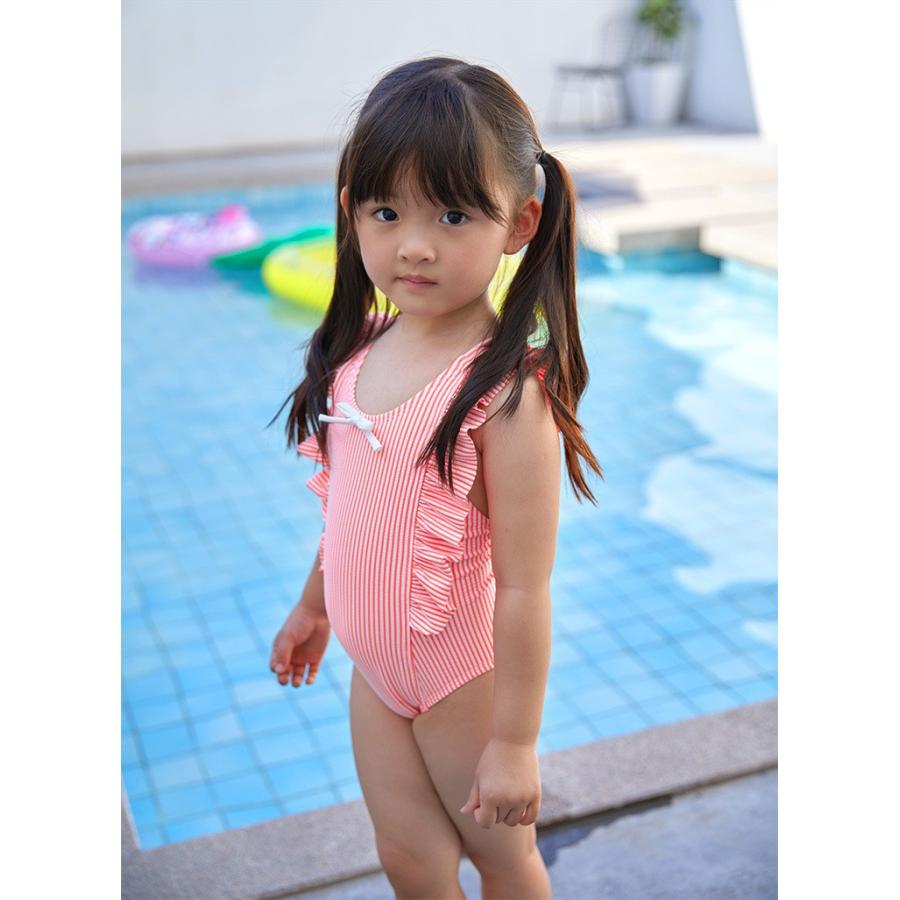水着 子供用 女の子 女児 キッズ ワンピース オレンジ ストライプ 水泳 プール 水遊び 海 かわいい Swim おとりよせ Com 通販 Yahoo ショッピング