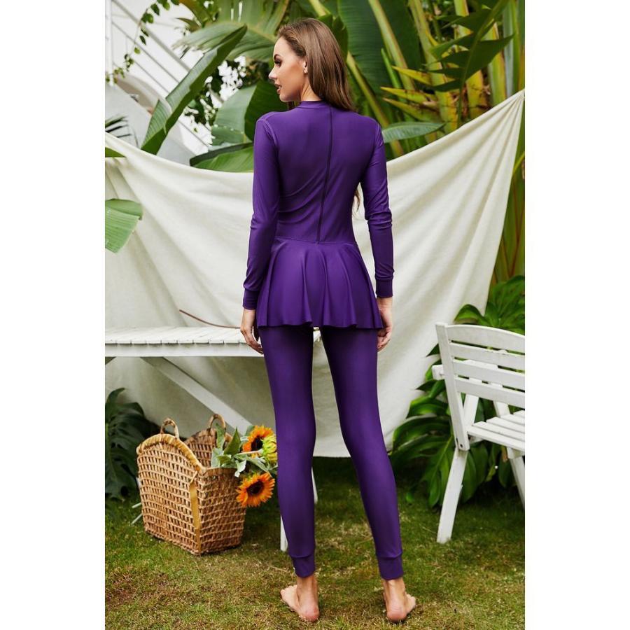 水着 ワンピース レディース ハイネック 長袖 長ズボン ブラック ファスナー スカート シンプル 無地 大人用 水泳 プール 海 スイムウェア レジ Swim 630 おとりよせ Com 通販 Yahoo ショッピング