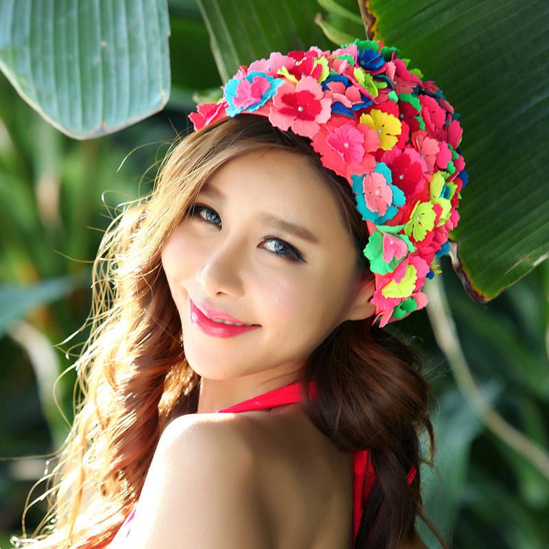 スイムキャップ レディース スイミングキャップ 水泳帽 バイカラー カラフル フラワーデザイン パール付き プール ビーチ スイミングクラブ フィット Swim 6ne0f0ua おとりよせ Com 通販 Yahoo ショッピング