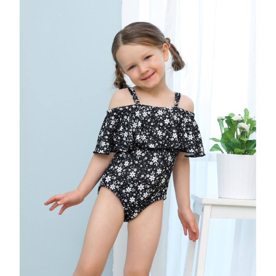 セール 登場から人気沸騰 子供用水着 ワンピースタイプ オフショルダー フレア フリル スイムウェア キッズ 女の子 ガールズ 女子 花柄 海水浴 プール ビーチ 水遊び リゾ Cisama Sc Gov Br