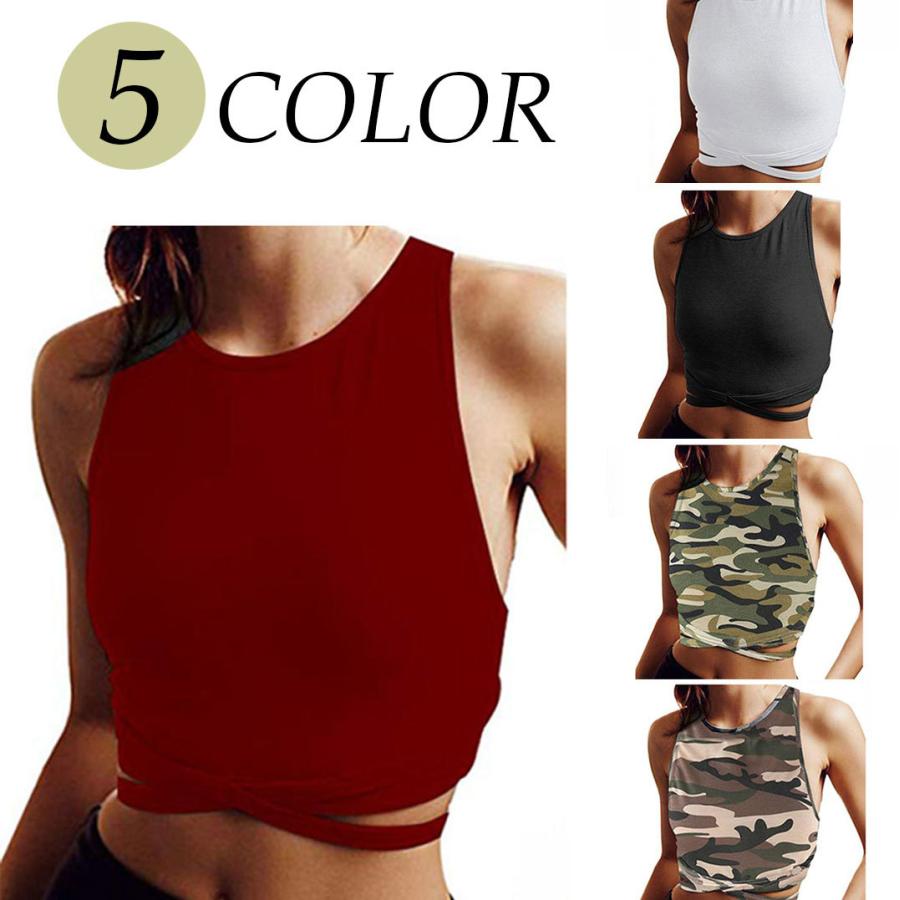 スポーツウェア レディース トップス タンクトップ ショート丈 フィット 無地 迷彩柄 カモフラージュ フィットネス ヨガ トレーニング Top おとりよせ Com 通販 Yahoo ショッピング