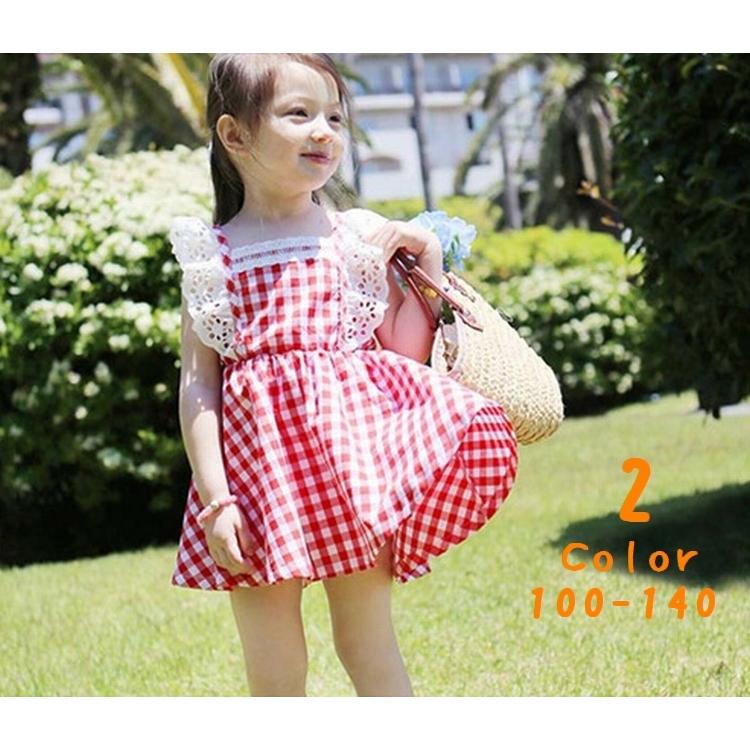 子供用 エプロンドレス ワンピース チェック柄 フリル付き 可愛い ノースリーブ ミニスカート フレア 女の子 キッズ ジュニア 100 110 12 Top おとりよせ Com 通販 Yahoo ショッピング