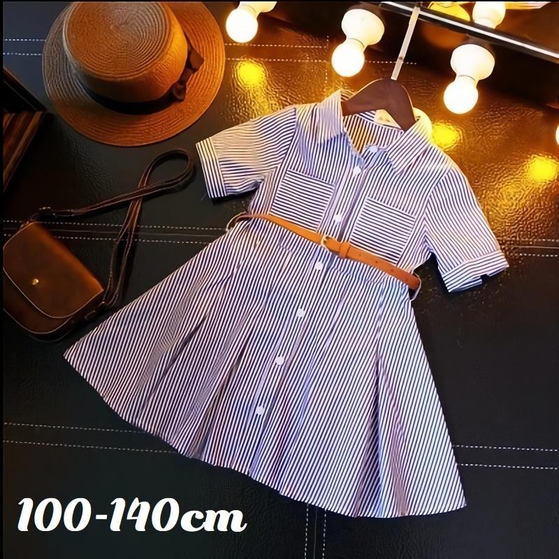 ワンピース 半袖 キッズ ジュニア 子供 女の子 フレア 襟付き ボタン 前開き ポケット ストライプ バイカラー ベルト付き おしゃれ かわいい お Top おとりよせ Com 通販 Yahoo ショッピング