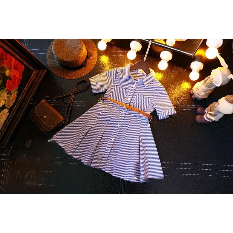 ワンピース 半袖 キッズ ジュニア 子供 女の子 フレア 襟付き ボタン 前開き ポケット ストライプ バイカラー ベルト付き おしゃれ かわいい お Top おとりよせ Com 通販 Yahoo ショッピング