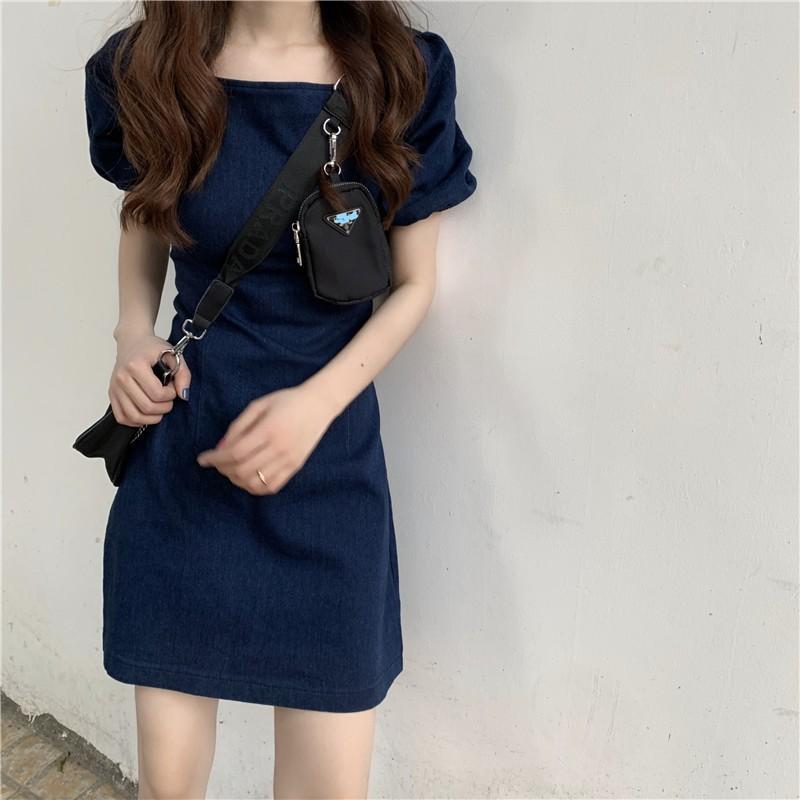 ワンピース 半袖 レディース 夏服 バブルスリーブ ミニワンピース ショート スクエアネック Aライン 無地 ハイウエスト セクシー 可愛い お出かけ Top おとりよせ Com 通販 Yahoo ショッピング