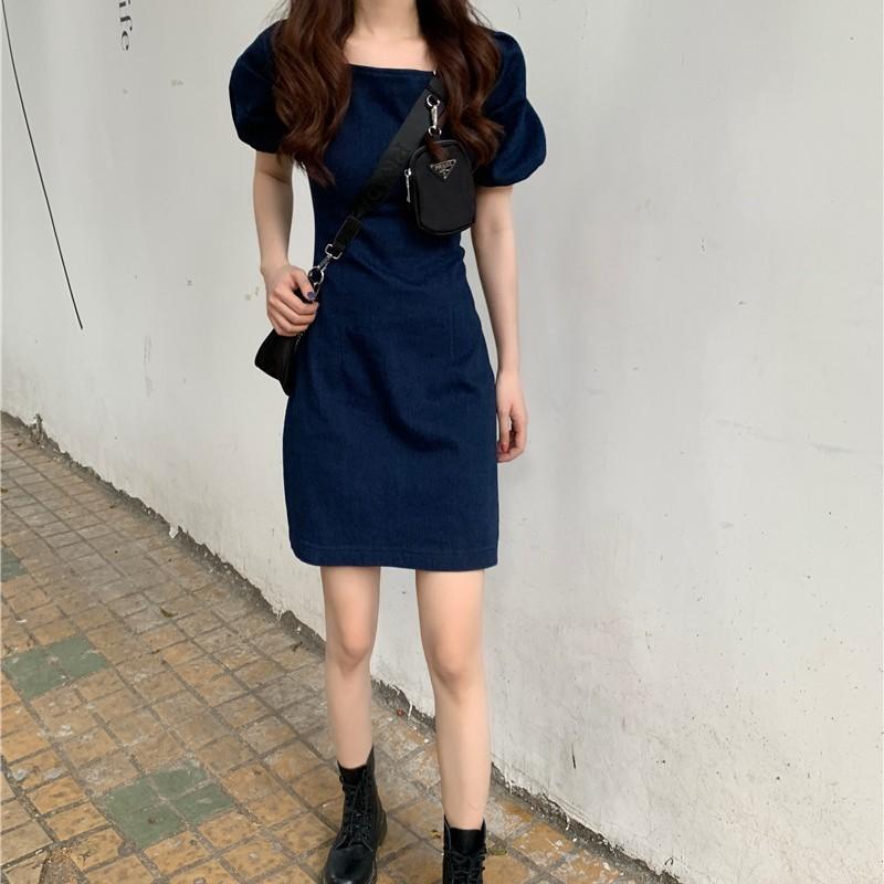 ワンピース 半袖 レディース 夏服 バブルスリーブ ミニワンピース ショート スクエアネック Aライン 無地 ハイウエスト セクシー 可愛い お出かけ Top おとりよせ Com 通販 Yahoo ショッピング