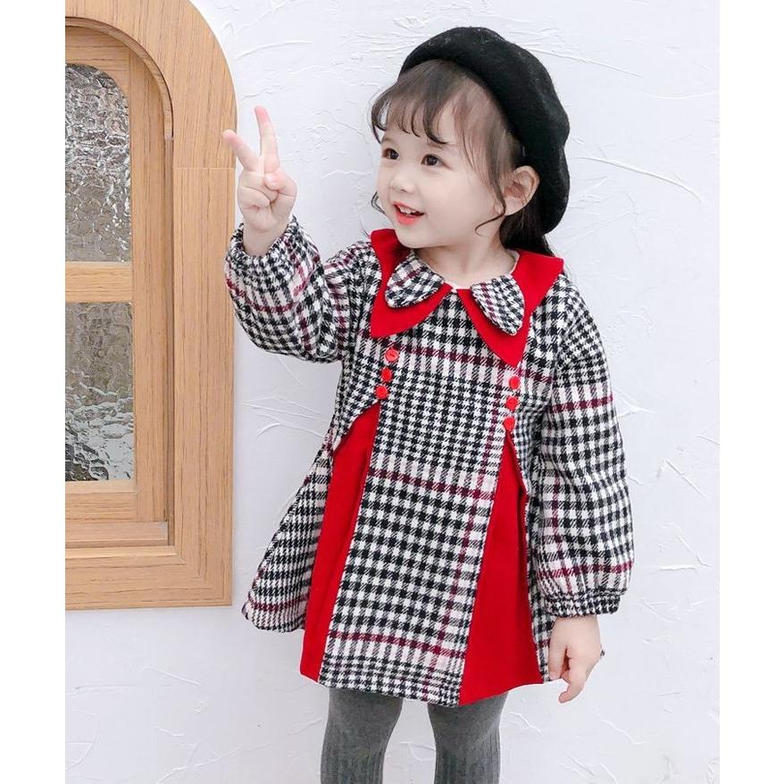 ワンピース キッズ ベビー 子供服 裏起毛 裏ボア こども服 長袖 チェック バルーンスリーブ 襟付き バルーン袖 可愛い 女の子 女児 80 90 Top おとりよせ Com 通販 Yahoo ショッピング